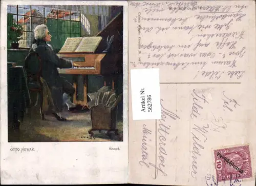 562786,Künstler Ak Otto Nowak Mozart a. Klavier Musikinstrument