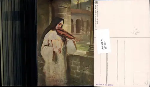 562787,Künstler Ak Hermann Kaulbach Ave Maria Nonne Geige Musikinstrument