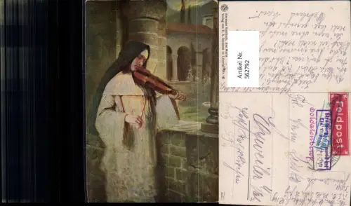 562792,Künstler Ak Hermann Kaulbach Ave Maria Nonne Geige Musikinstrument
