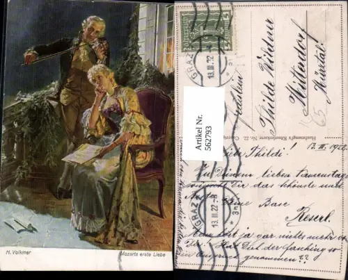 562793,Künstler Ak H. Volkmer Mozarts erste Liebe Geige Musikinstrument