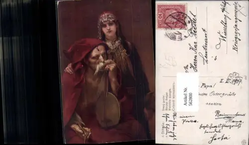 562800,Künstler Ak J. Cermak Blinder Geiger Geige Mignon Musikinstrument
