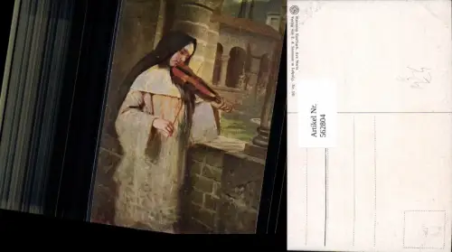 562804,Künstler Ak Hermann Kaulbach Ave Maria Nonne Geige Musikinstrument