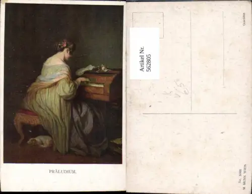 562805,Künstler Ak Präludium Frau Klavier Hund Musikinstrument pub M. Munk 1088
