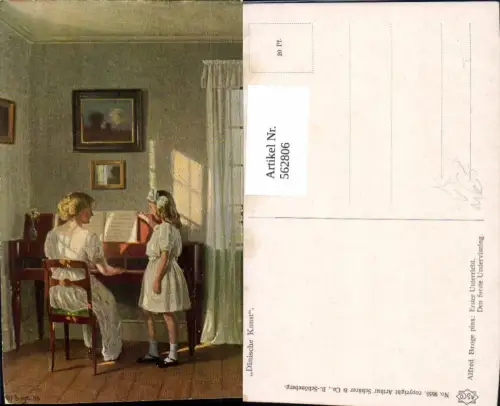 562806,Künstler Ak Alfred Broge Erster Unterricht Frau Klavier Musikinstrument pub Asco 9658