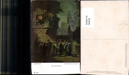 562818,C. Spitzweg Das Ständchen Flöte Kontrabass Geige Musikinstrument pub F. A. Ackermann 288/2965