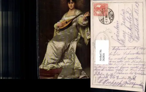 562831,Künstler Ak N. Sichel Akkord Frau Mandoline Musikinstrument