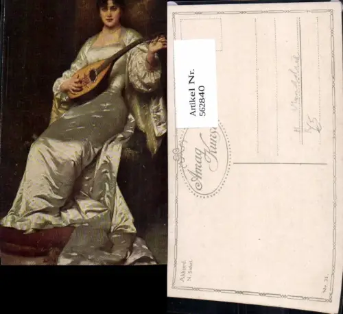 562840,Künstler Ak N. Sichel Akkord Frau Mandoline Musikinstrument
