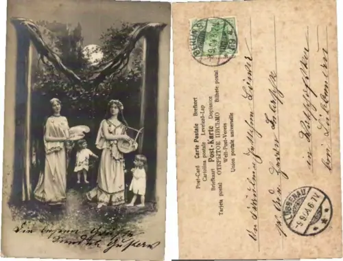 59142,Frauen Kinder m. Harfe Harf