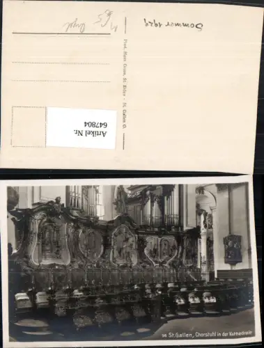 647804,St Gallen Chorstuhl i. d. Kathedrale Orgel