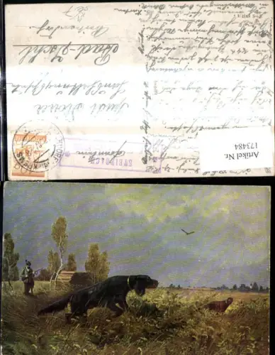 173484,Künstler Ak Jäger Jagd Hund Jagdhund Fasan Stempel Steinbach Post Kirchdorf a. d. Krems