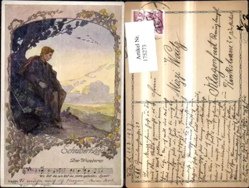 175273,Schubertlieder Der Wanderer Textzeile Notenzeile sign O. Elsner