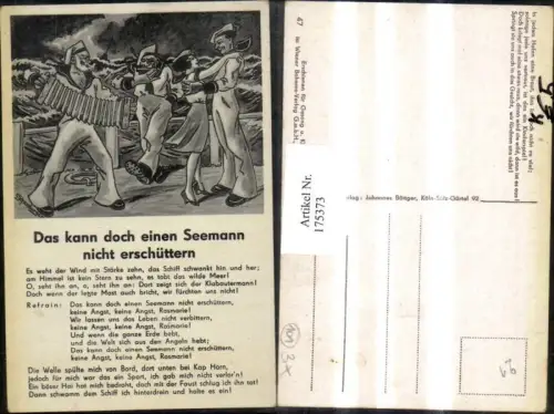 175373,Das kann doch einen Seemann nicht erschüttern Künstler H. Schamburger Seemänner Matrosen b. Feiern