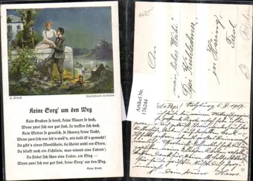 176244,Gedicht Keine Sorg um den Weg v. Klaus Broth Künstler AK A. Broch Mann u. Frau