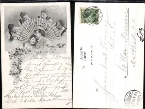 180685,Ensemble Hans v. Hoff Personen Fächer Rosen