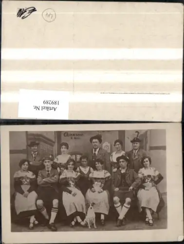 189289,Foto Ak Chiemsee Original Chiemseeer Hans Reil Frauen Männer Tracht Typen Hund