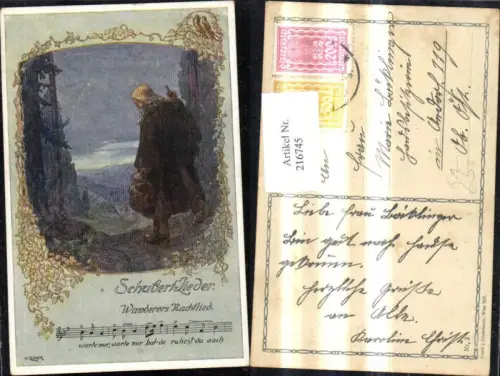 216745,Künstler Ak O. Elsner Schubertlieder Schubert Lieder Wanderers Nachtlied Notenzeile Liedtext Liedkarte