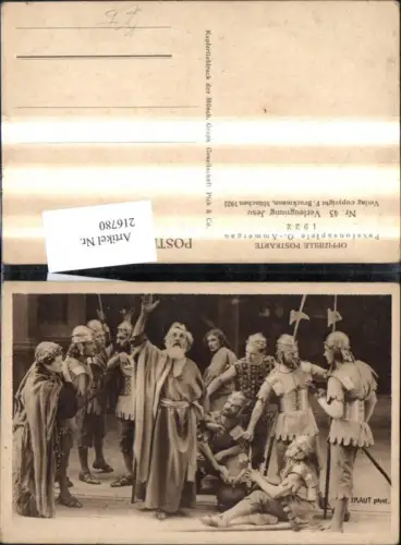216780,Offizielle Postkarte Passionsspiele Oberammergau 1922 Verleugnung Jesu
