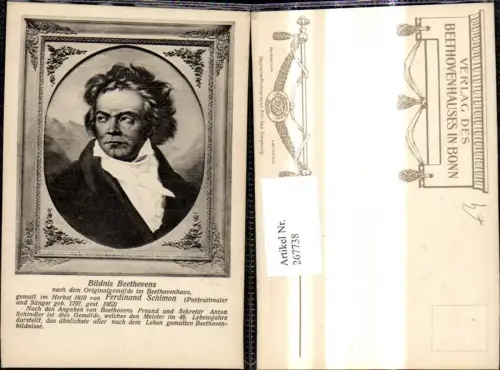 267738,Künstler Ak Ferdinand Schimon Bildnis Beethovens Musik