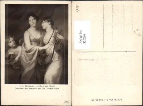 320286,Künstler Ak J. H. Tischbein Malerei u. Musik Frauen Handharfe