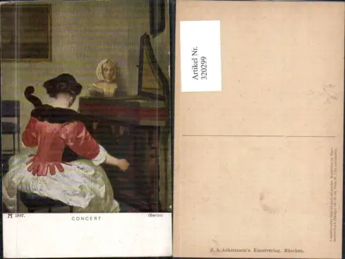 320299,Künstler Ak G. Terborch Concert Frau Cello Musik pub F. A. Ackermann 2887