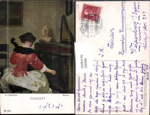 320300,Künstler Ak G. Terborch Concert Frau Cello Musik pub F. A. Ackermann 2887