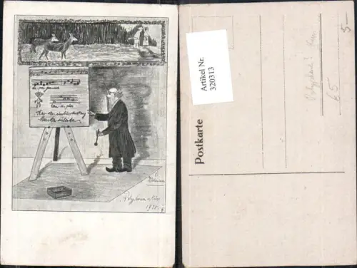 320313,Künstler Ak Polyphoner Kurs Tafel Notenzeile Lehrer Musik Wild