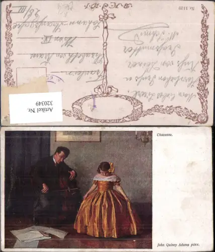 320349,Künstler Ak John Quincy Adams Chaconne Mann spielt Cello Mädchen Musik pub B.K.W.I. 1129