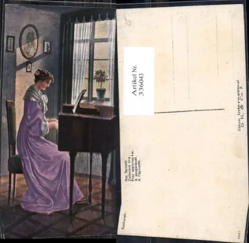 336043,Künstler Ak Suchanek Am Spinett Frau Musik