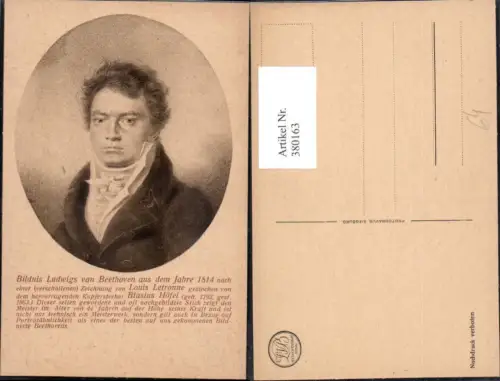 380163,Künstler Ak Louis Letronne Ludwig v. Beethoven i. Jahre 1814 Musik
