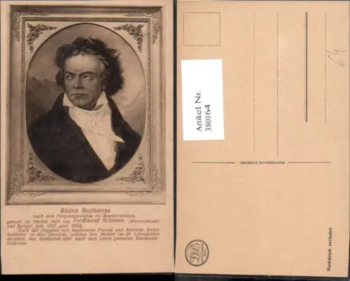 380164,Künstler Ak Ferdinand Schimon Bildnis Beethovens Musik