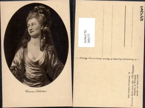 380177,Künstler Ak Anton Graff Corona Schröter Kammersängerin Freundin Goethe Musik