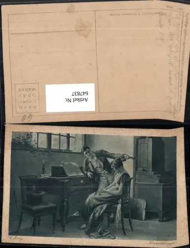 647837,Künstler Ak C. Zewy Herzensklänge Paar Geige Klavier Piano Musik