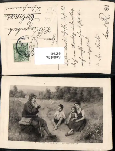 647843,Künstler Ak Le Joueur de Flute Flötenspieler Flöte Musik Stempel Zillisheim