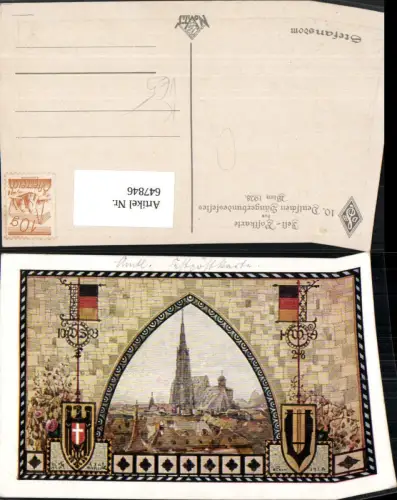 647846,Festpostkarte Schuele 10 Dt. Sängerbundfest Wien 1928 Stefansdom Musik