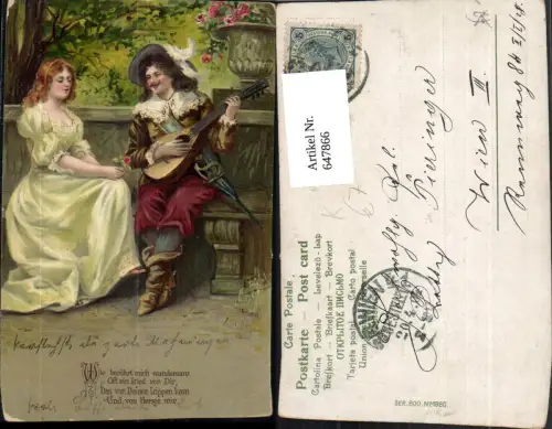 647866,Künstler Ak Trompeter v. Säckingen Mandoline Spruch Musik