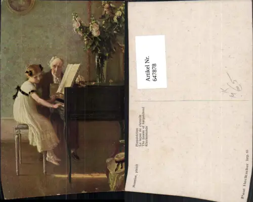 647878,Künstler Ak Muenier Pianolektion Klavierstunde Klavier Musik