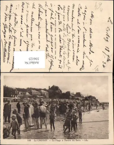 336123,Le Crotoy La Plage a l heure du Bain Bademode Strandleben Seil Kinder spielen