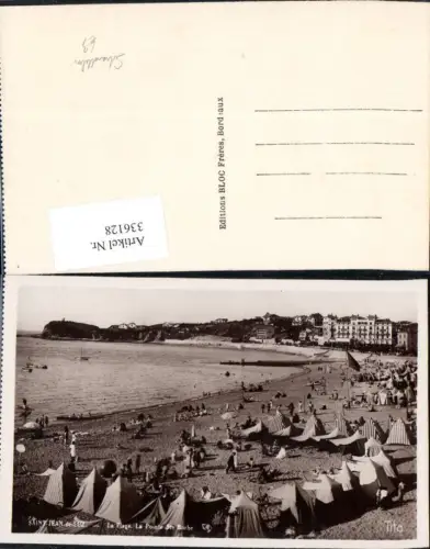336128,Saint Jean de Luz La Plage La Pointe Ste Barbe Bademode Strandleben Zelte
