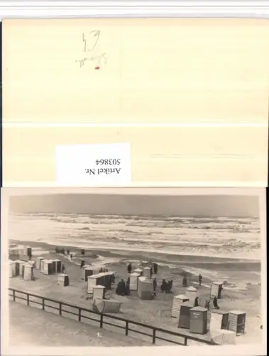 503864,Foto AK Strand Strandleben Kabinen Meer