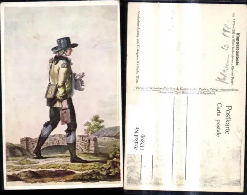 112890,Künstler Ak Post Postwesen Klapperpostbote d. Kleinen Post Wien 1772-1785