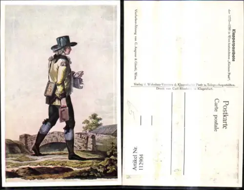 112904,Künstler Ak Post Postwesen Klapperpostbote d. Kleinen Post Wien 1772-1785