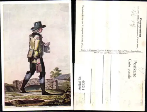 112939,Künstler Ak Post Postwesen Klapperpostbote d. Kleinen Post Wien 1772-1785