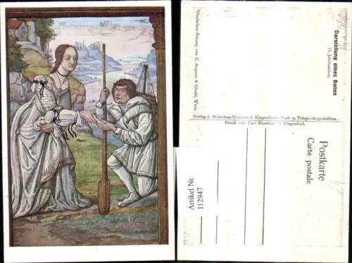 112947,Künstler Ak Post Postwesen Darstellung eines Boten 15. Jhdt m. Frau