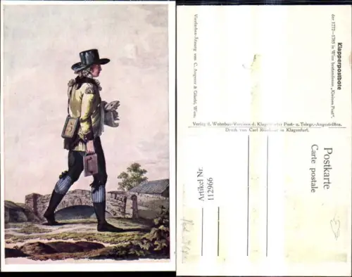 112966,Künstler Ak Post Postwesen Klapperpostbote d. Kleinen Post Wien 1772-1785