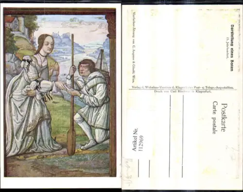 112969,Künstler Ak Post Postwesen Darstellung eines Boten 15. Jhdt m. Frau