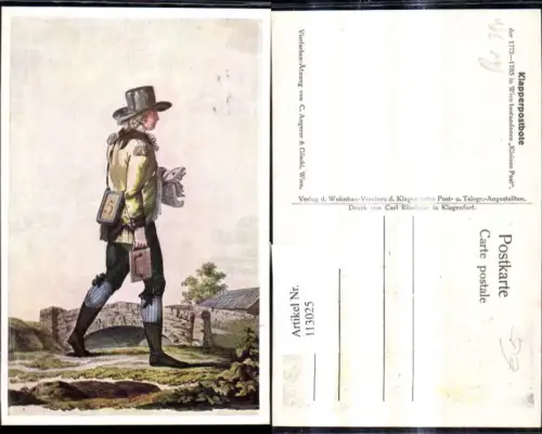 113025,Künstler Ak Post Postwesen Klapperpostbote d. Kleinen Post Wien 1772-1785