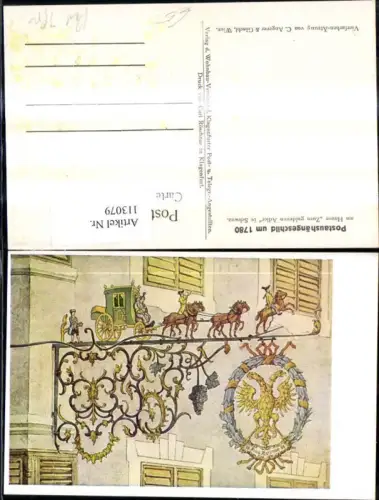 113079,Künstler Ak Post Postwesen Postaushängeschild u. 1780 a. Hause Zum goldenen Adler i. Schwaz