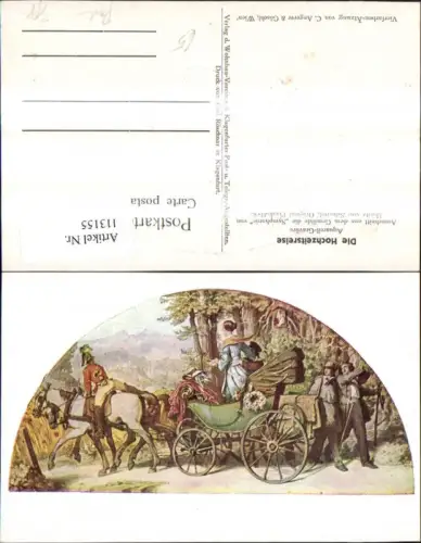 113155,Künstler Ak n. Gemälde Moritz v. Schwind Post Postwesen Hochzeitsreise
