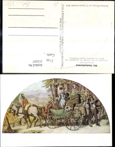 113297,Künstler Ak n. Gemälde Moritz v. Schwind Post Postwesen Hochzeitsreise