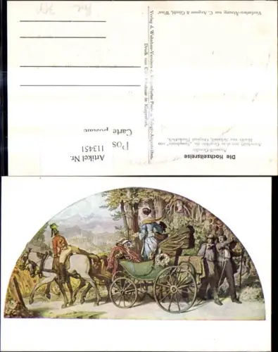 113451,Künstler Ak n. Gemälde Moritz v. Schwind Post Postwesen Hochzeitsreise